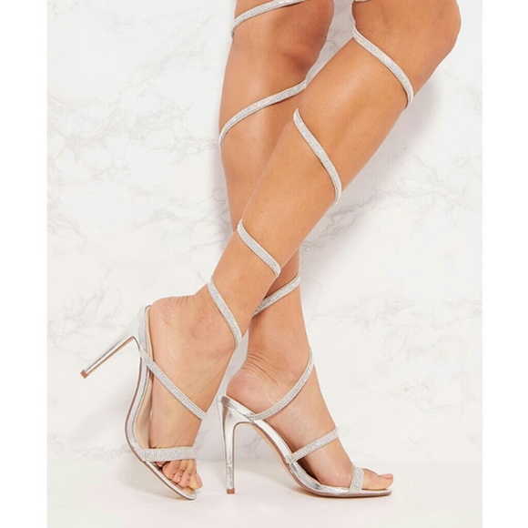 Shoes - Spiral Diamante Thigh High Heels